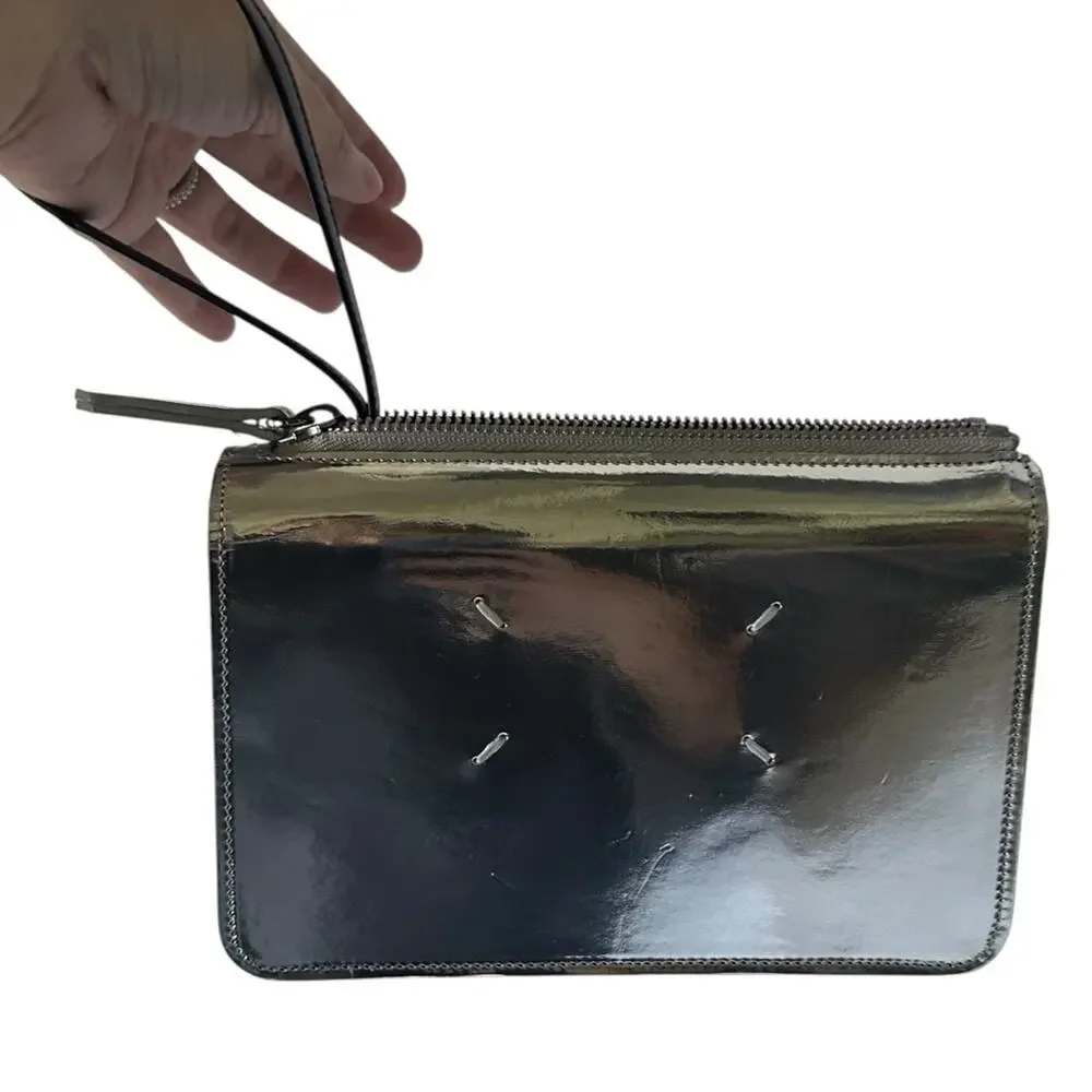 Maison Margiela Reflective Mirror Leather Clutch Wristlet MM11 SS17 Silver